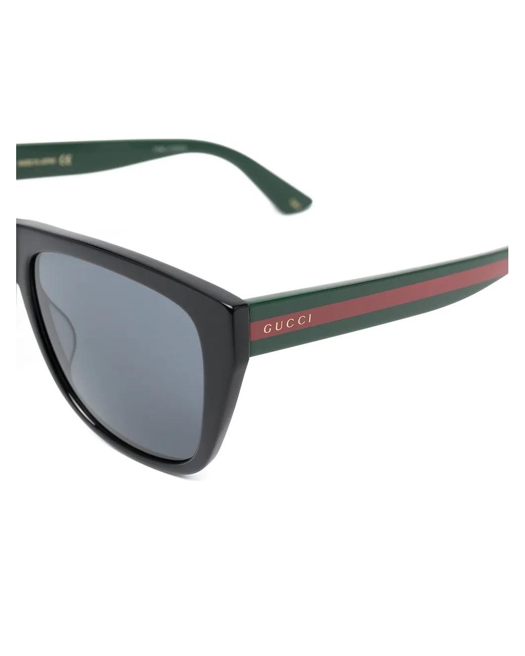 Gucci Black Web-Stripe D-Frame Sunglasses