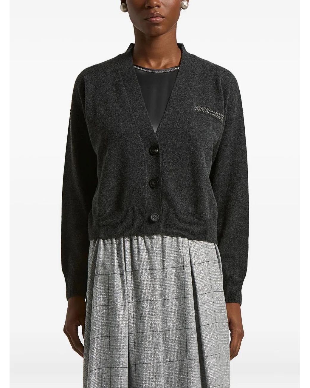 Peserico Black Button Embellished Cardigan