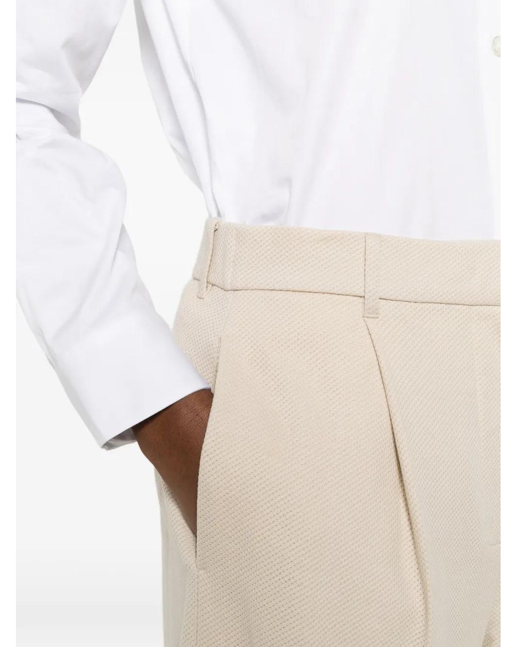 Max Mara White Textured Wide Leg Trousers