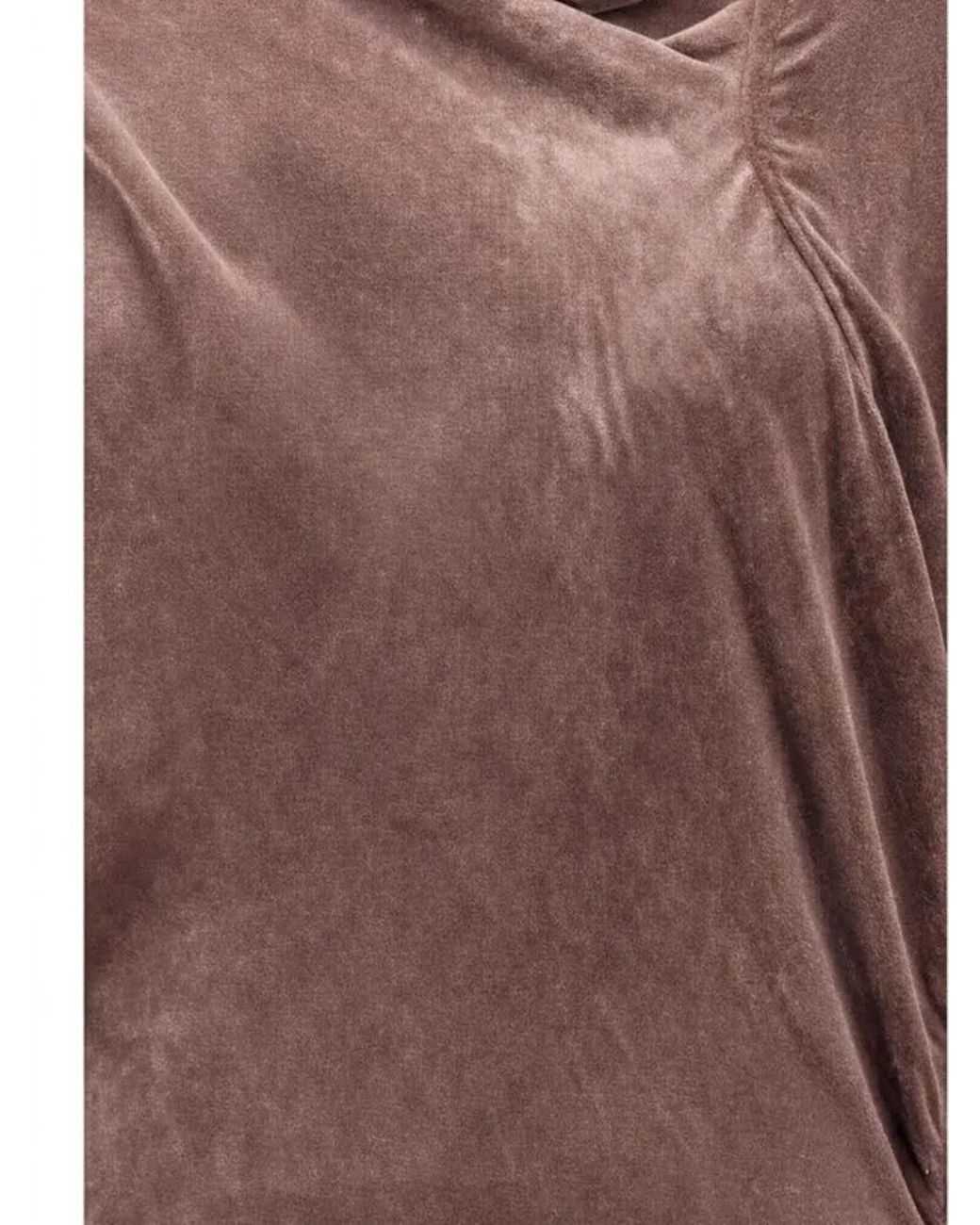 Rick Owens Brown Draped Asymmetric-Hem Dress
