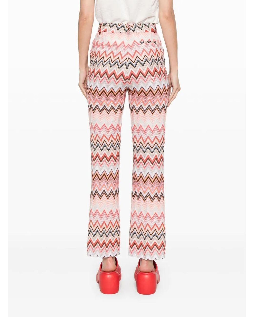 Missoni Flared Zigzag Pattern Trousers With Soft Texture