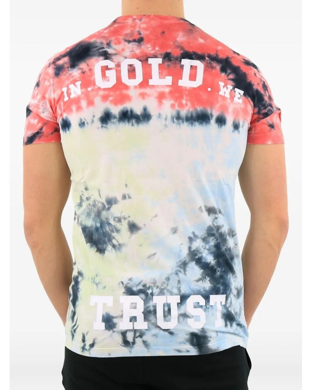 In Gold We Trust Multicolor Tie-Dye Logo-Print T-Shirt for men