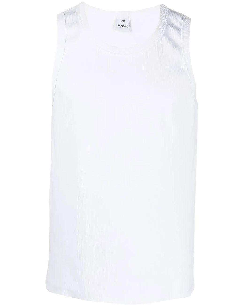 Won Hundred White Round-Neck Sleeveless Vest for men