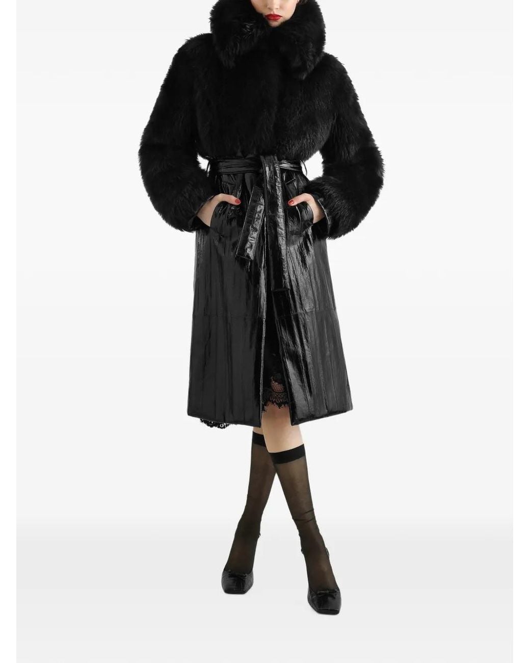 Dolce & Gabbana Black Eel Coat