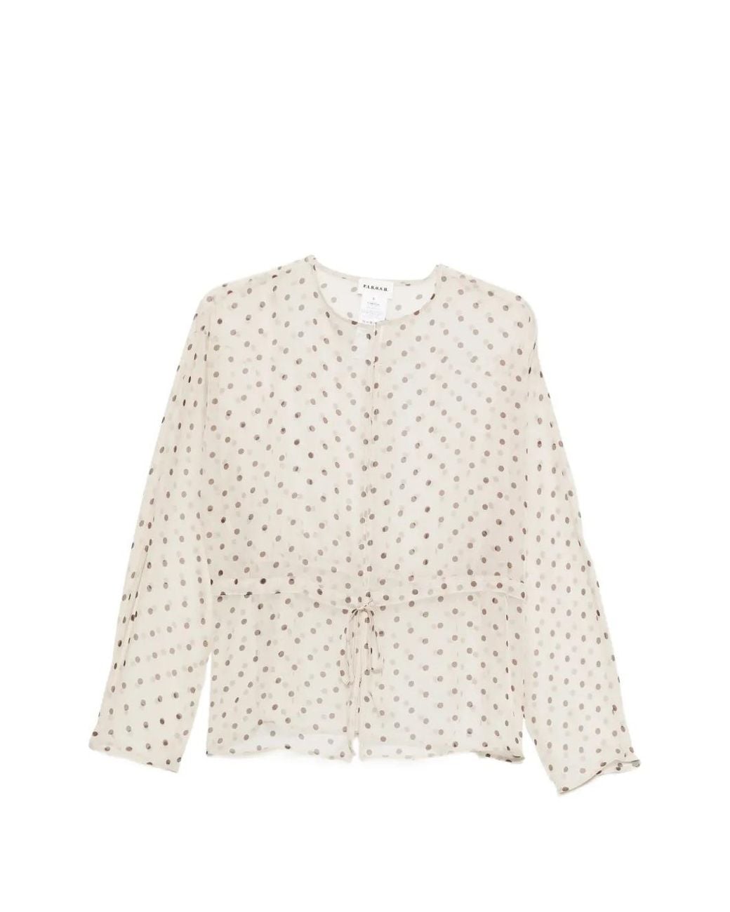 P.A.R.O.S.H. White Polka-Dot Tie-Waist Blouse