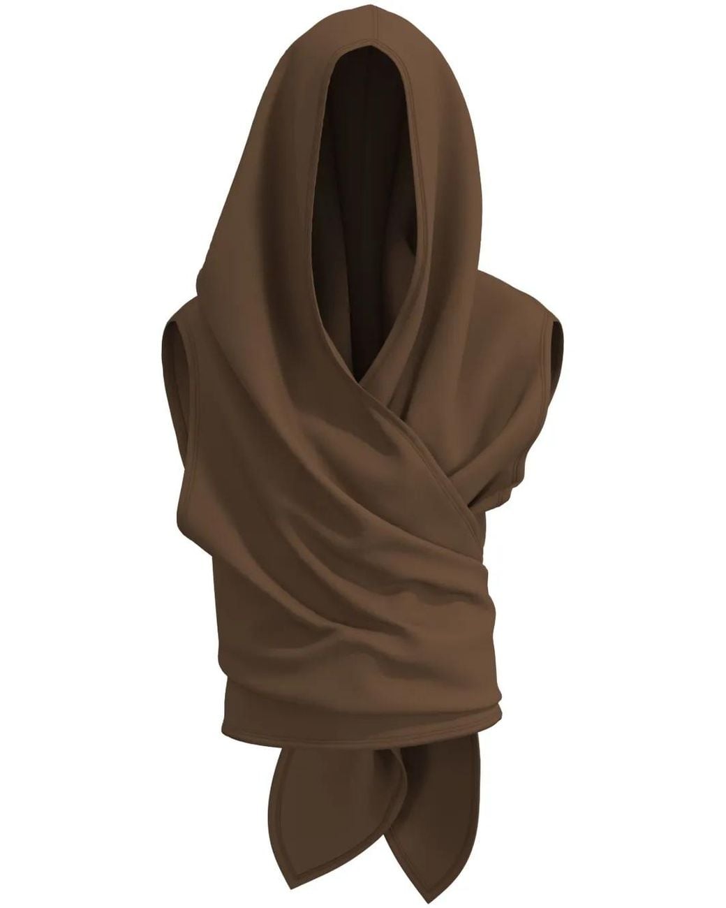 MACCAPANI Brown Hooded Wraparound Top