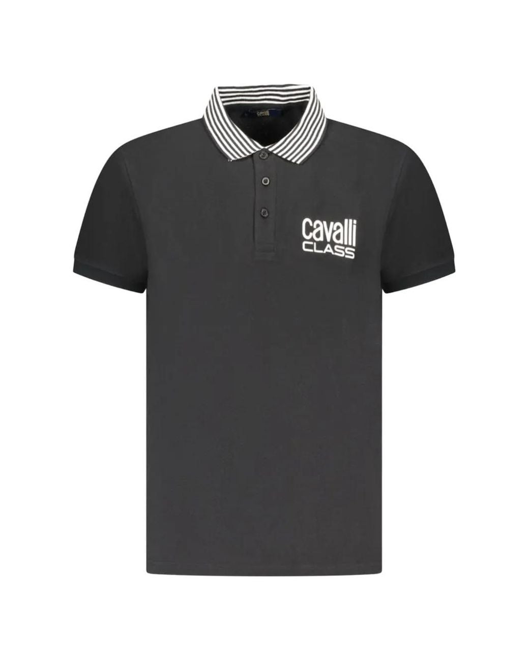 Roberto Cavalli Black Polo À Logo Brodé for men