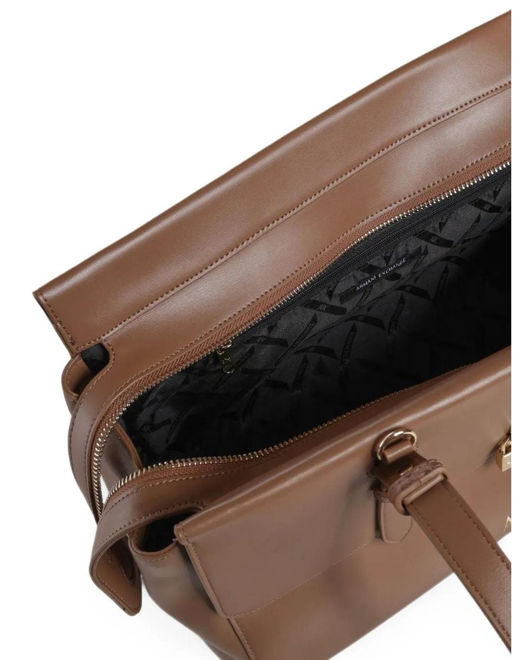 ARMANI EXCHANGE Brown Padlock-Detail Shoulder Bag