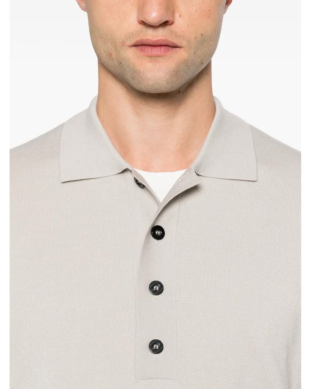 Low Brand White Long-Sleeve Polo Shirt for men