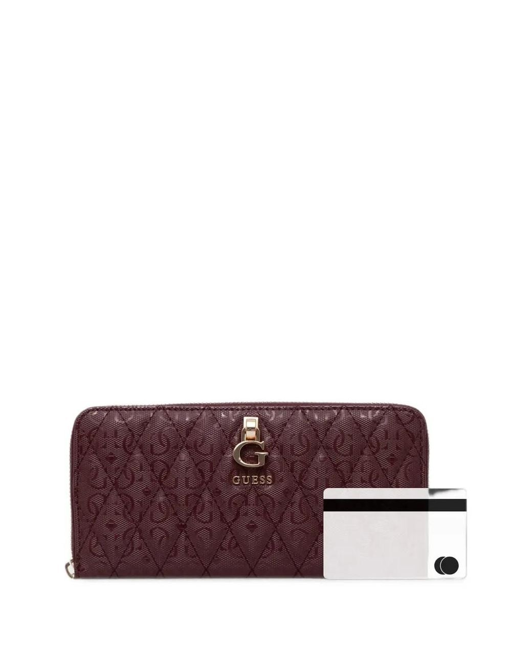 Guess Purple Quilted Monogram-Embossed Wallet
