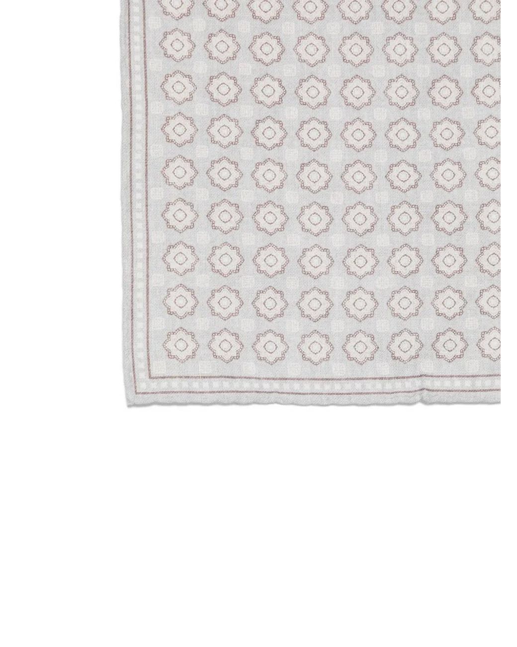 Eleventy White Geometric-Print Pocket Square for men