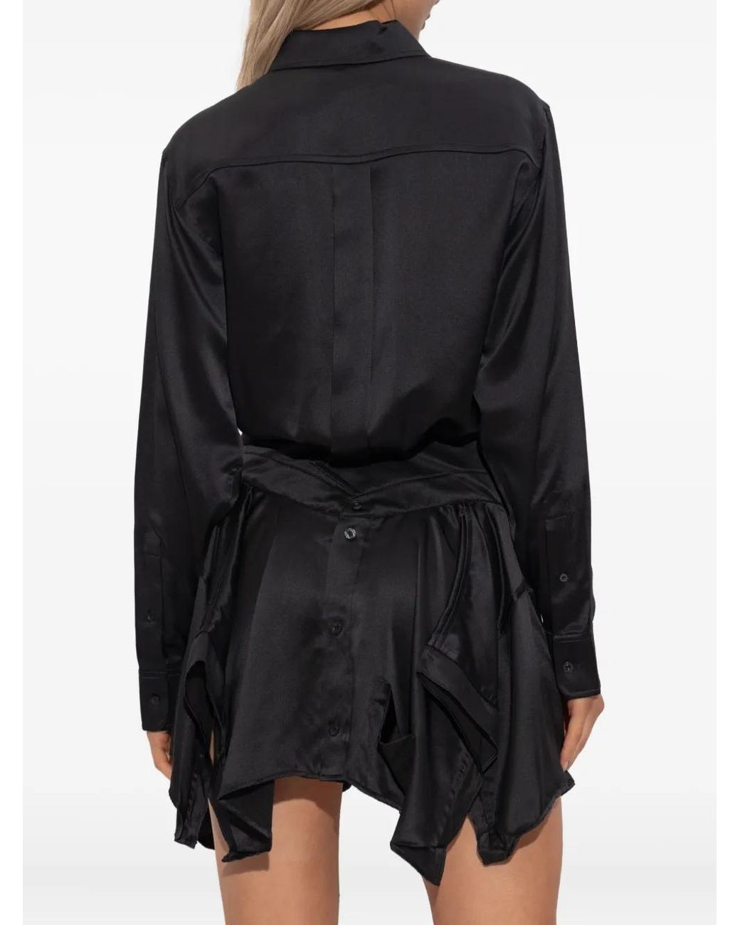 Alexander Wang Black Cut-Off Layered Shirt Mini Dress