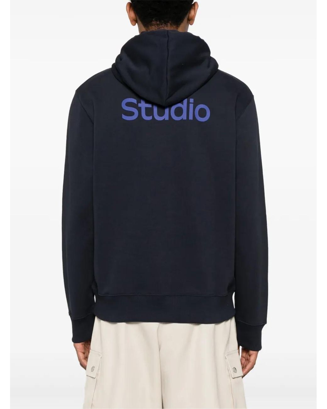 Etudes Studio Blue Logo-Print Hoodie