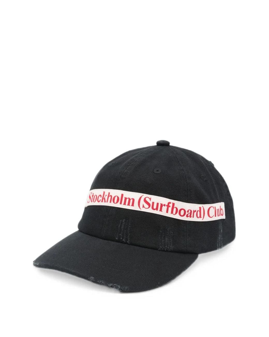 Stockholm Surfboard Club Black Distressed Logo-Patch Baseball Cap for men