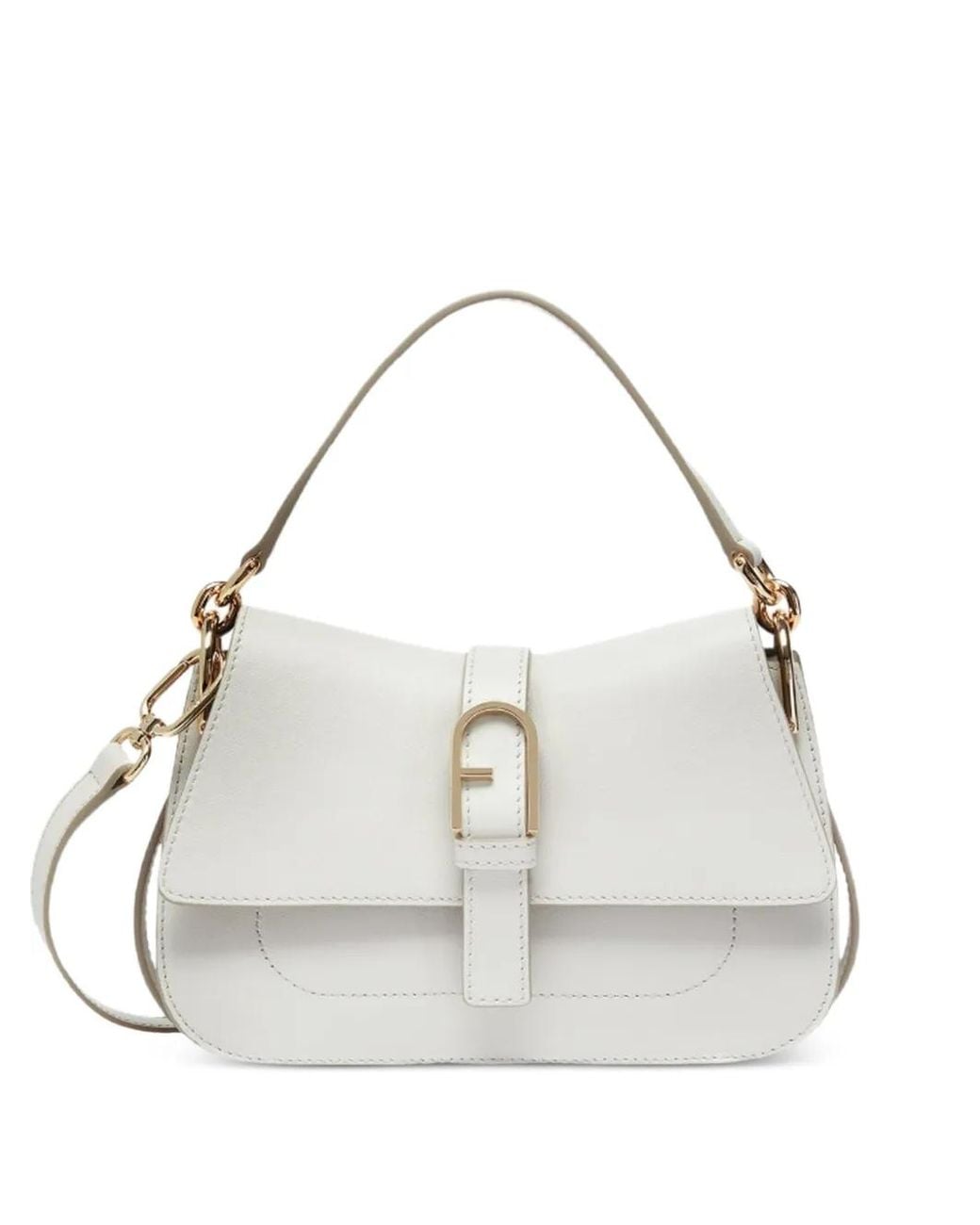 Furla White Logo-Plaque Leather Clutch Bags