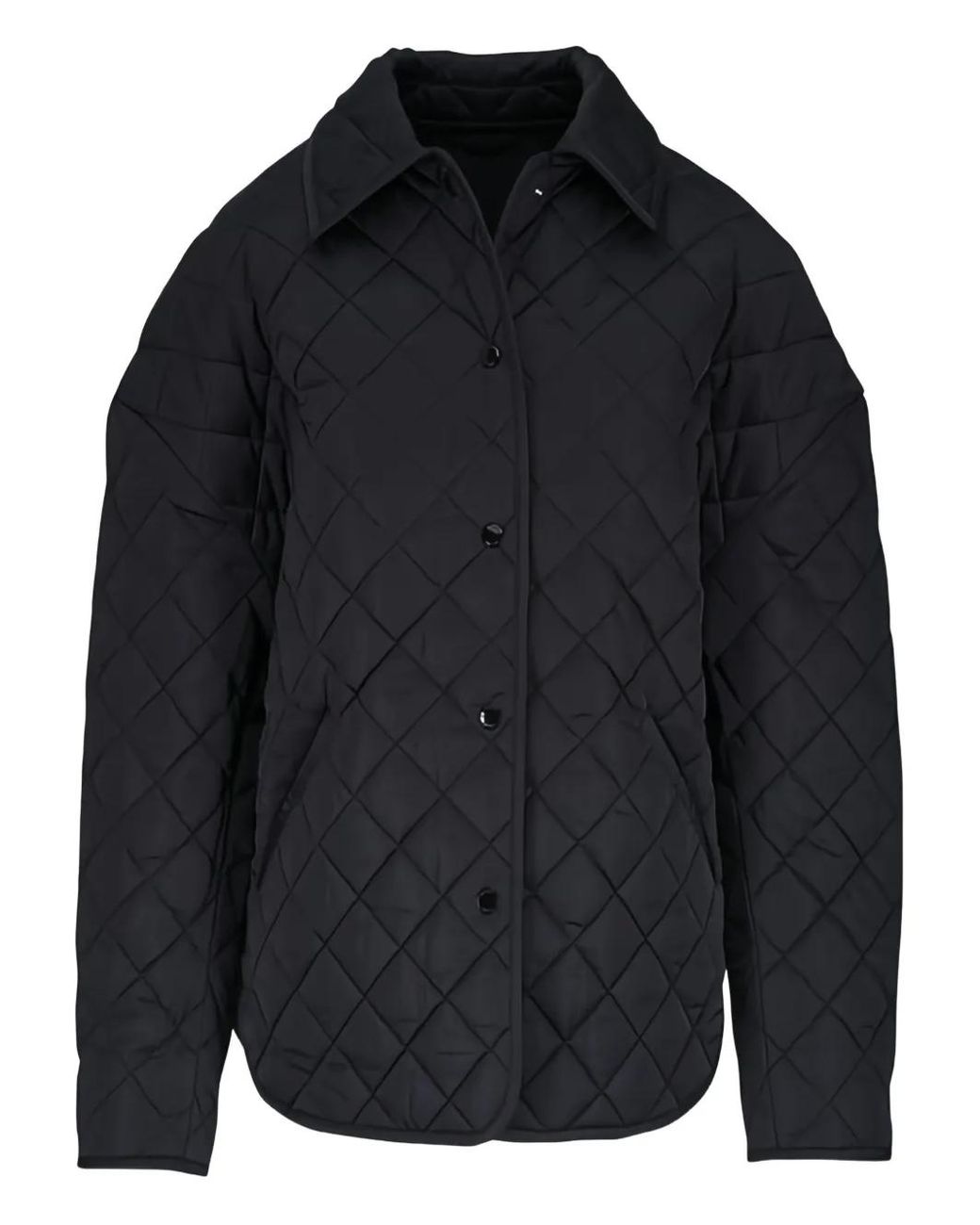 Totême Black Collared Quilted Jacket Petite