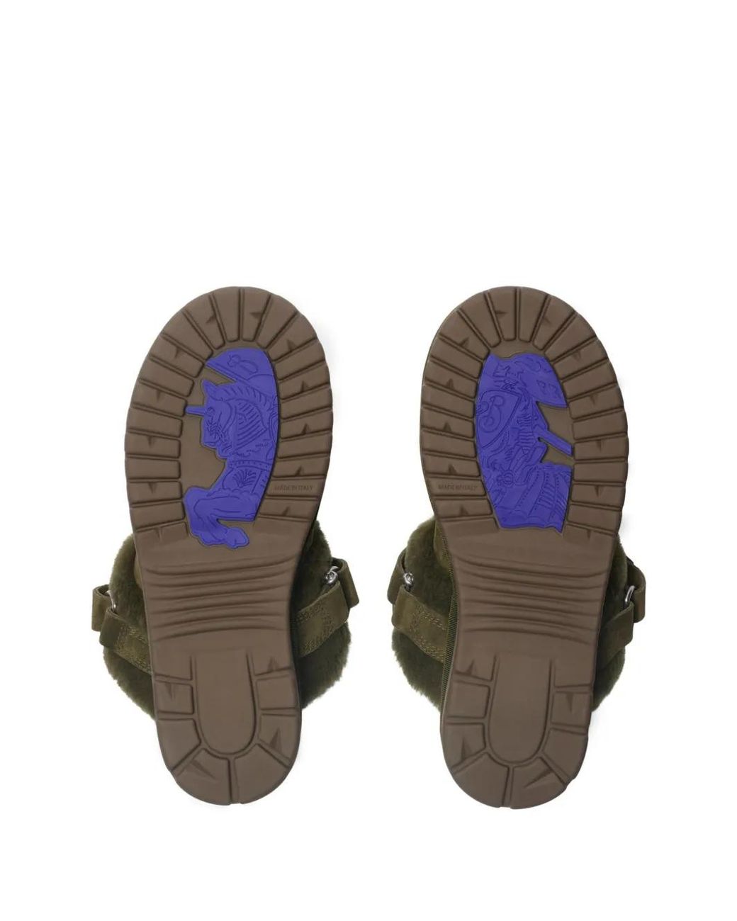 Burberry Green Chubby Calf Suede Slippers