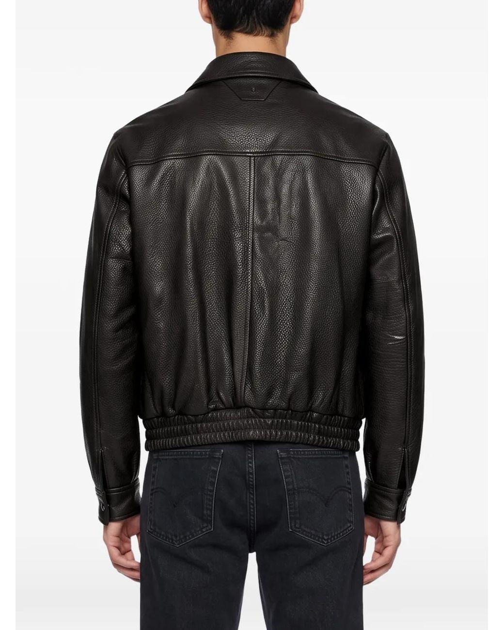 Salvatore Santoro Black Grained-Leather Jacket for men
