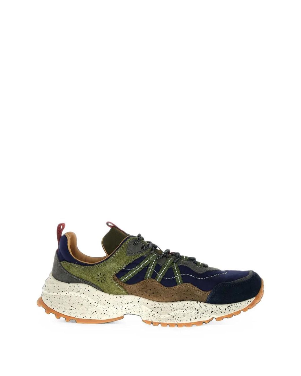 Flower Mountain Green Sanchia Uni Suede Panelled Sneakers for men