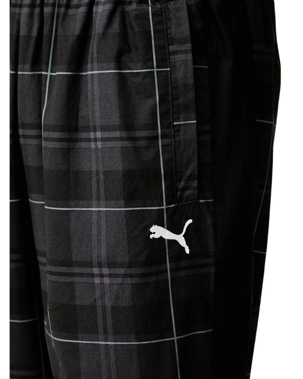 PUMA T7 Geruite Trainingsbroek in het Black voor heren