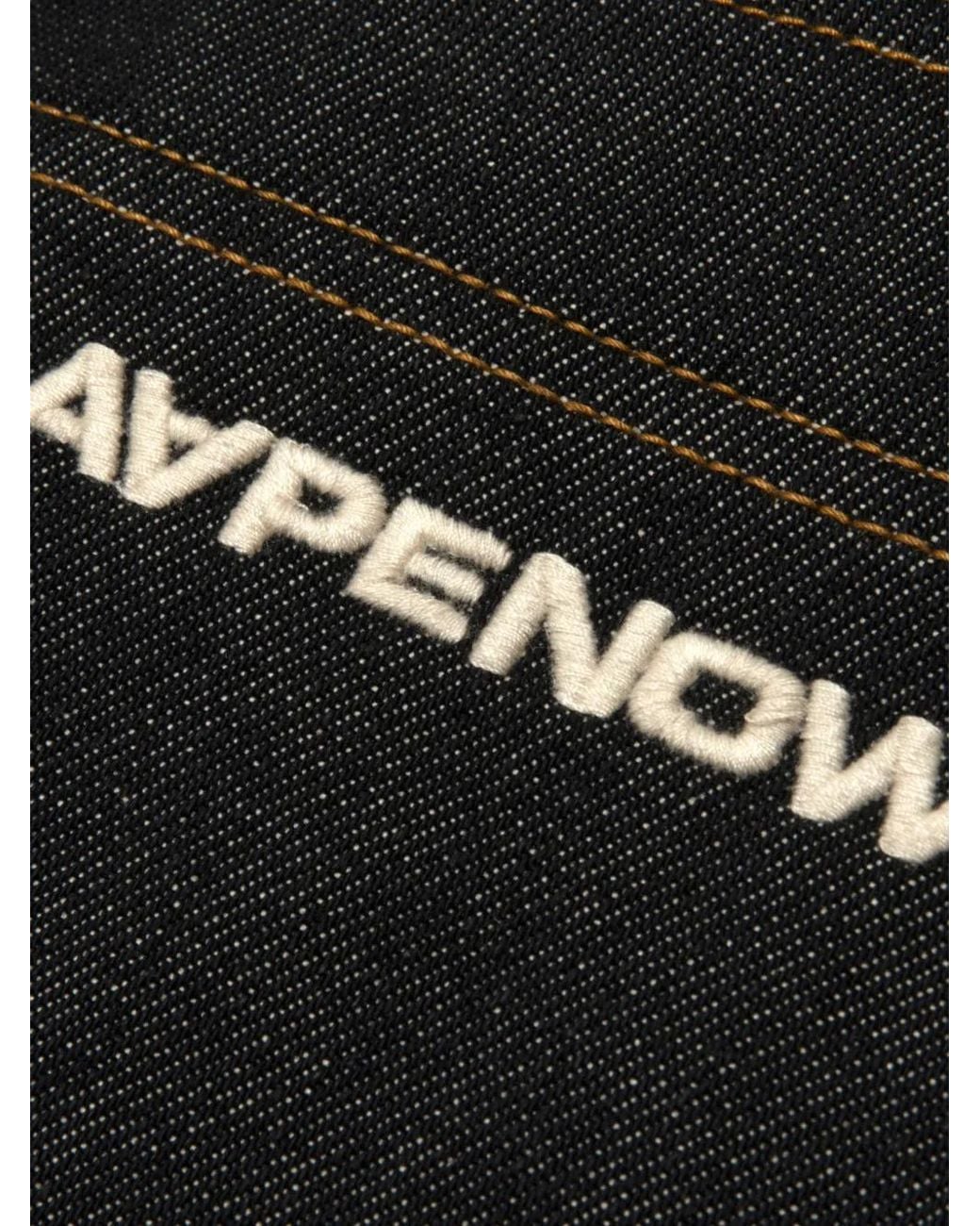 Aape By A Bathing Ape Black Logo-Patch Straight-Leg Jeans for men
