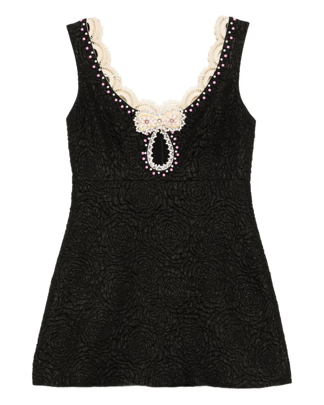 Cynthia Rowley Black Bead-Embellished Dress