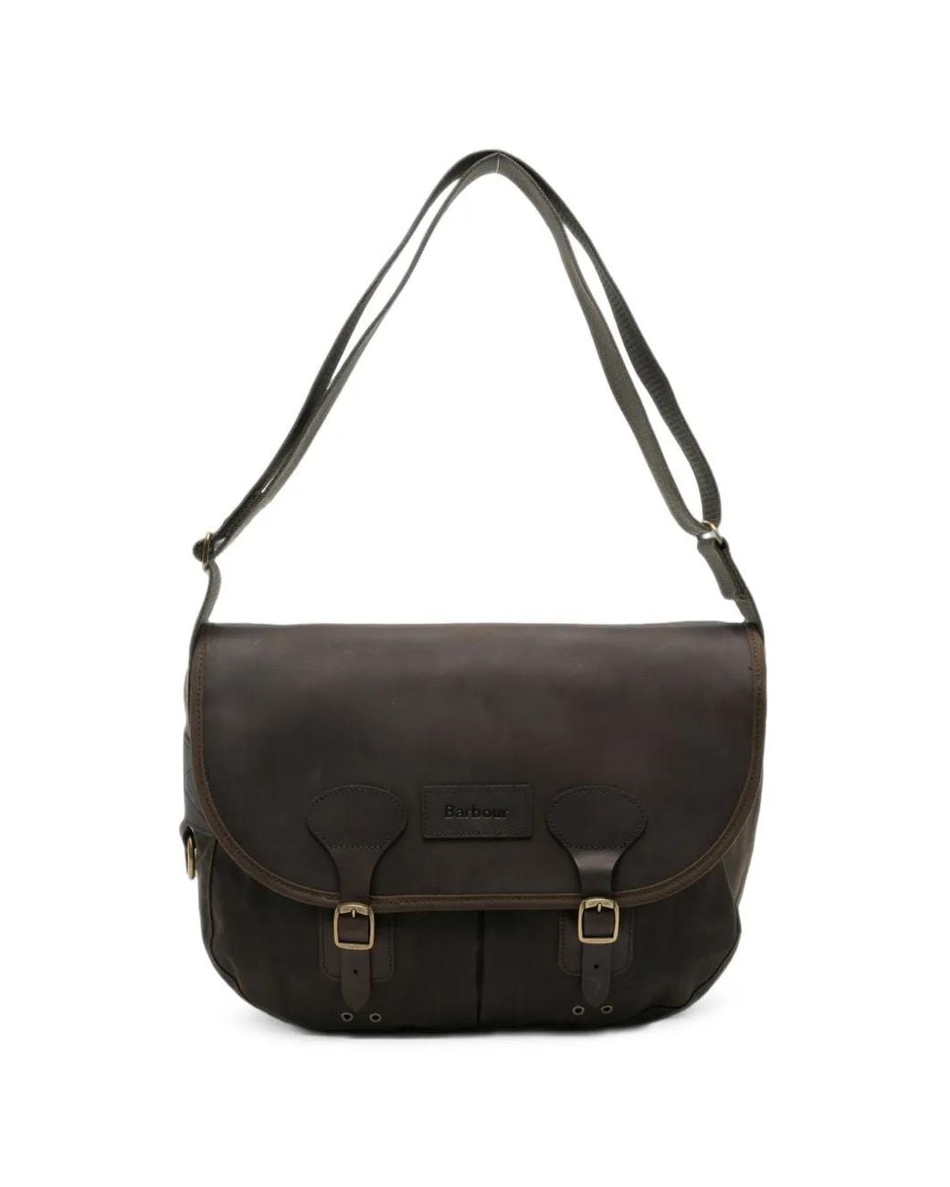 Barbour Black Buckle-Fastening Leather Messenger Bag for men