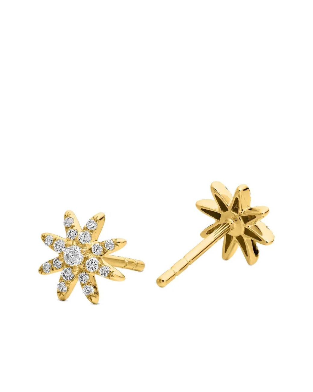 David Yurman Metallic 18Kt Petite Starburst Diamond Stud Earrings (7.5Mm)