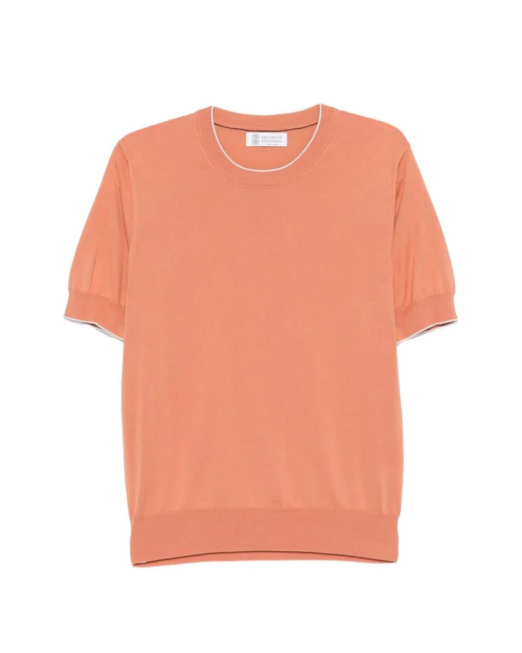 Brunello Cucinelli Orange Trimmed Short-Sleeve T-Shirt for men