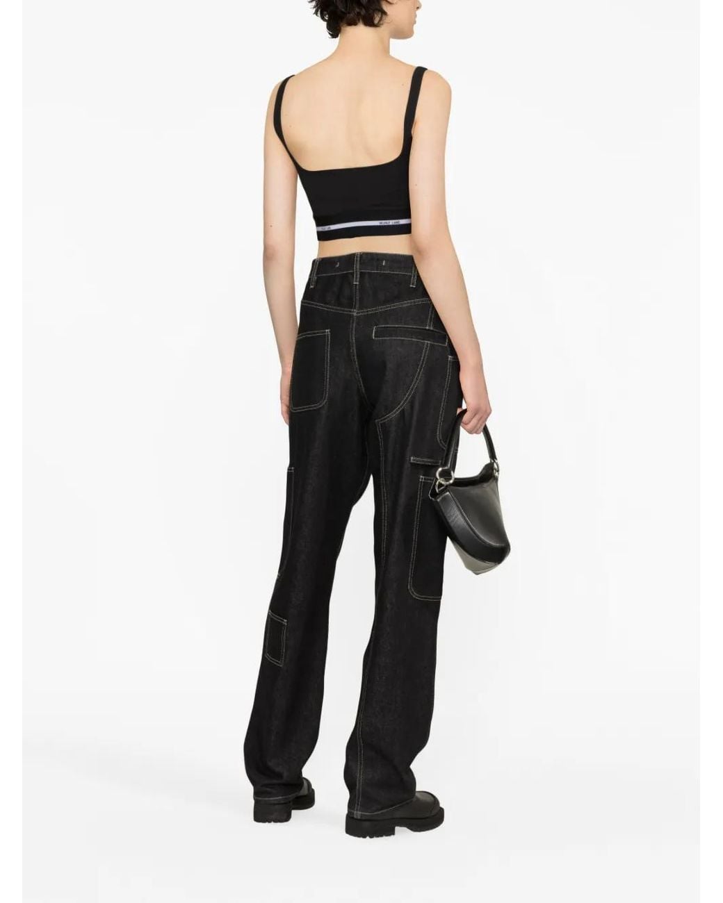Helmut Lang Black Logo-Band Cropped Top