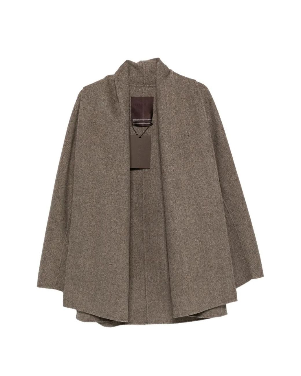 LIBERADD Brown Herringbone-Pattern Shawl-Collar Jacket