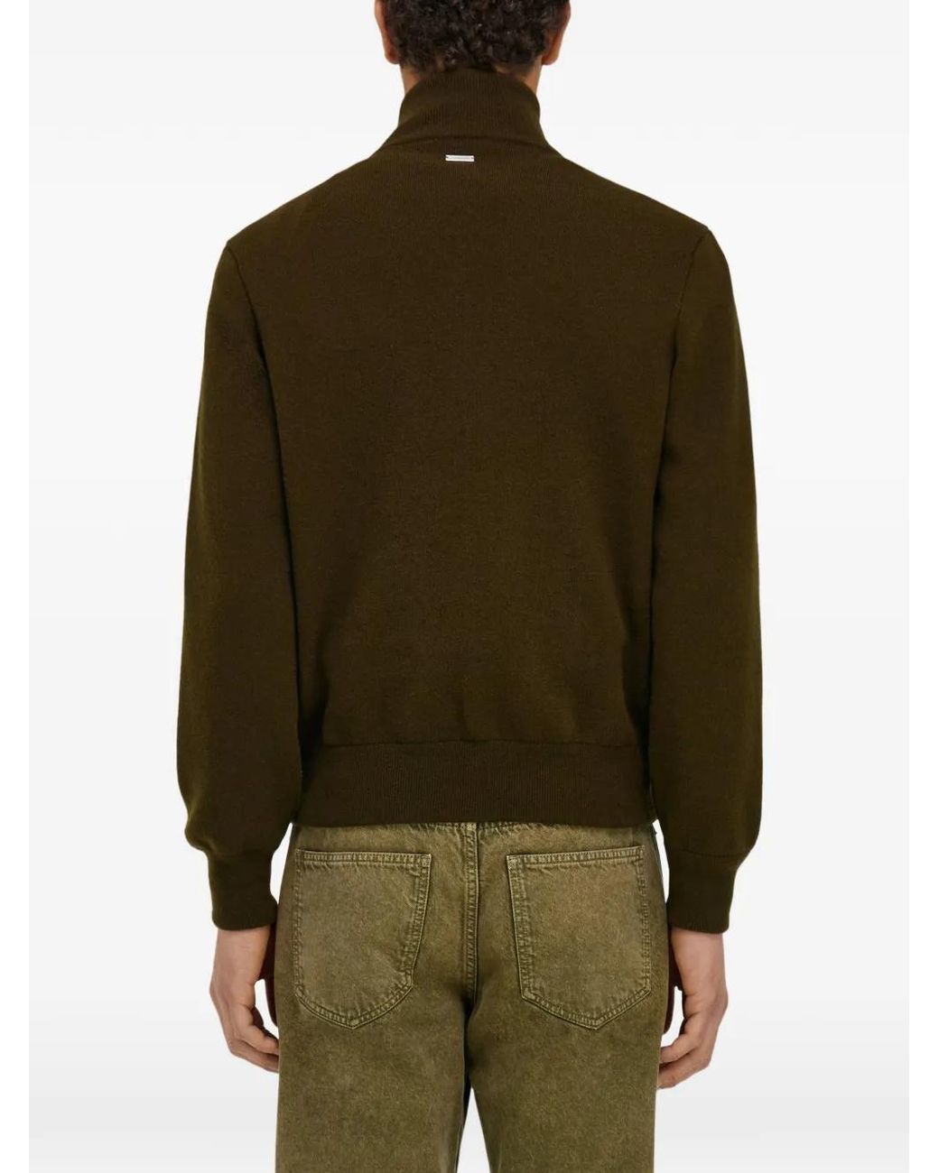 Ferragamo Green Suede Blouson With Knitted Details for men