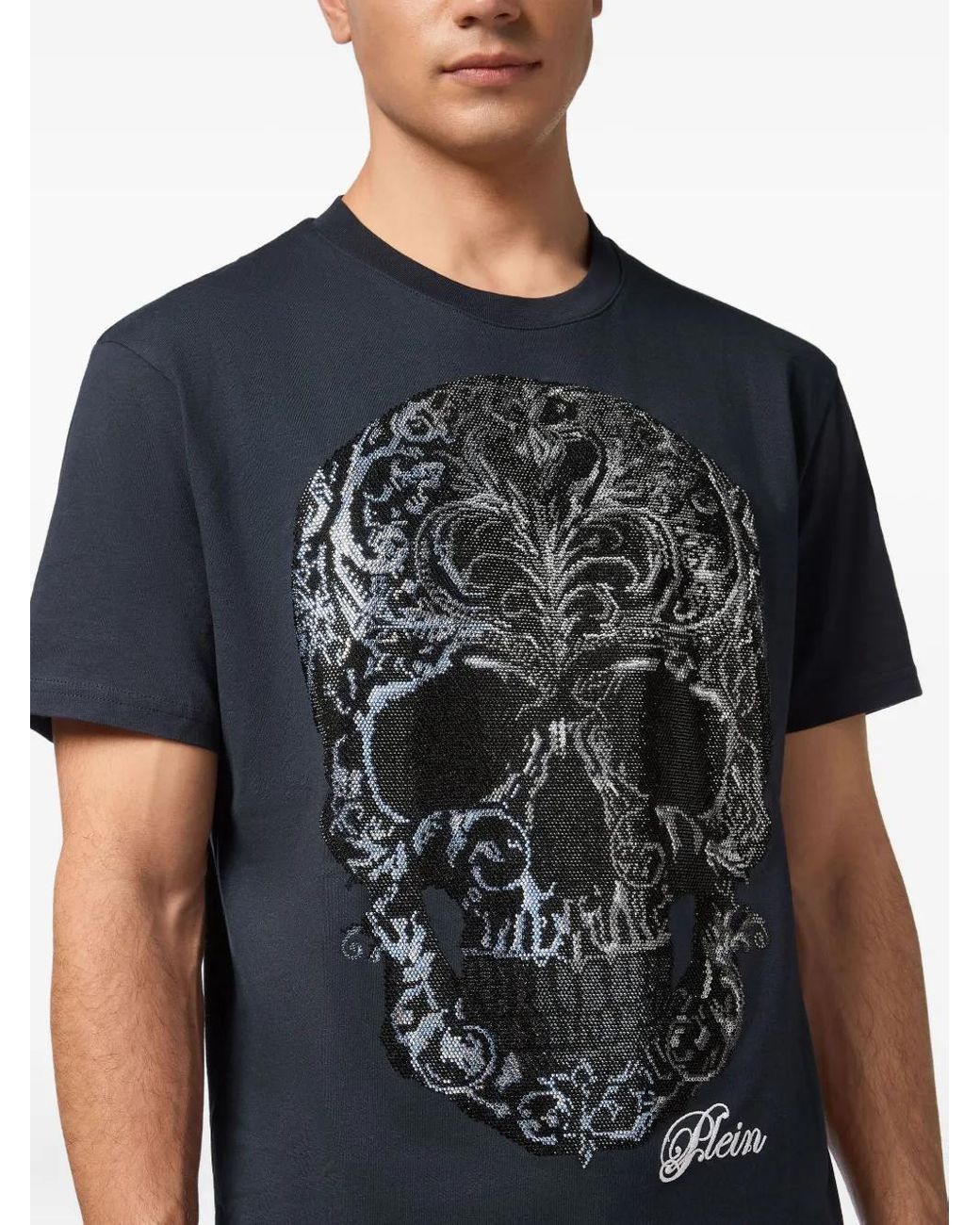 Philipp Plein Black Skull-Print T-Shirt for men