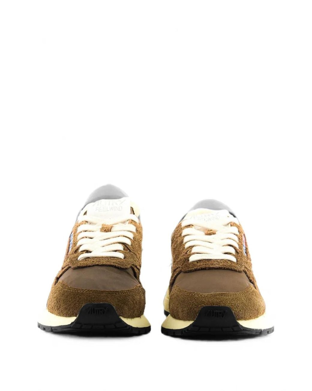 Autry Brown Reelwind Logo-Patch Low-Top Sneakers