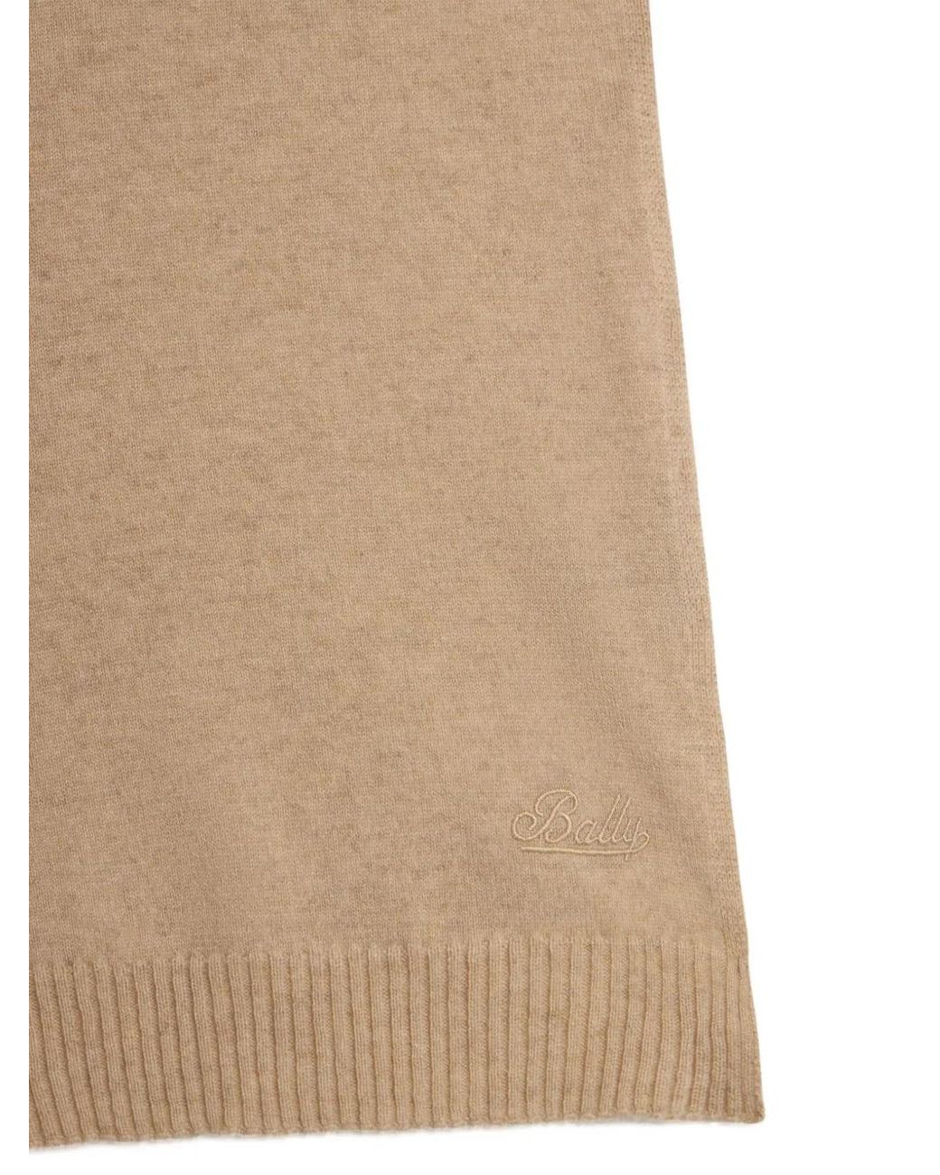 Bally Natural Logo Plain-Knit Scarf