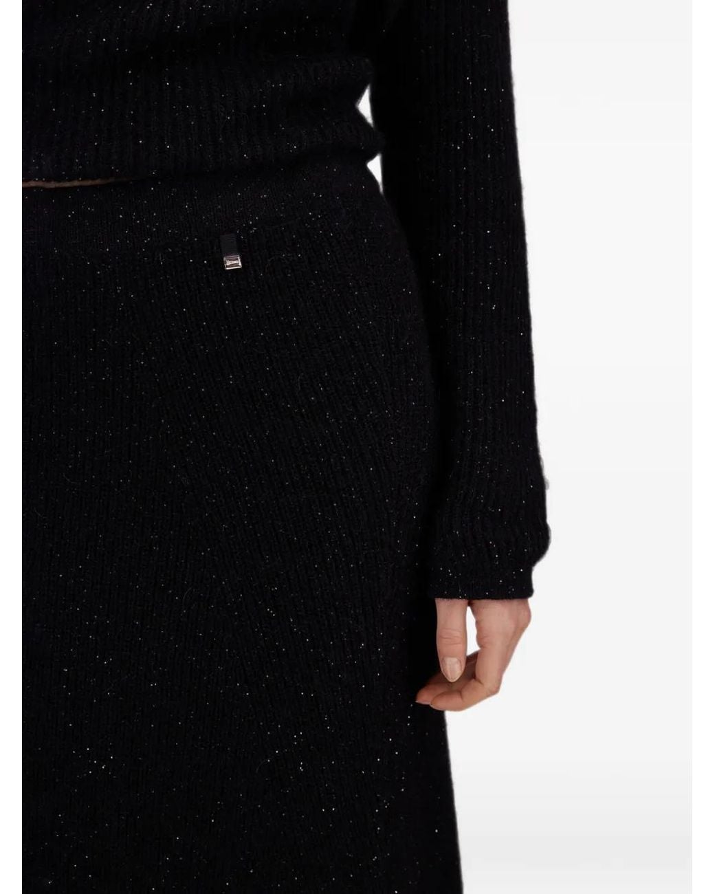 Herno Black Fisherman's Rib-Knit Maxi Skirt