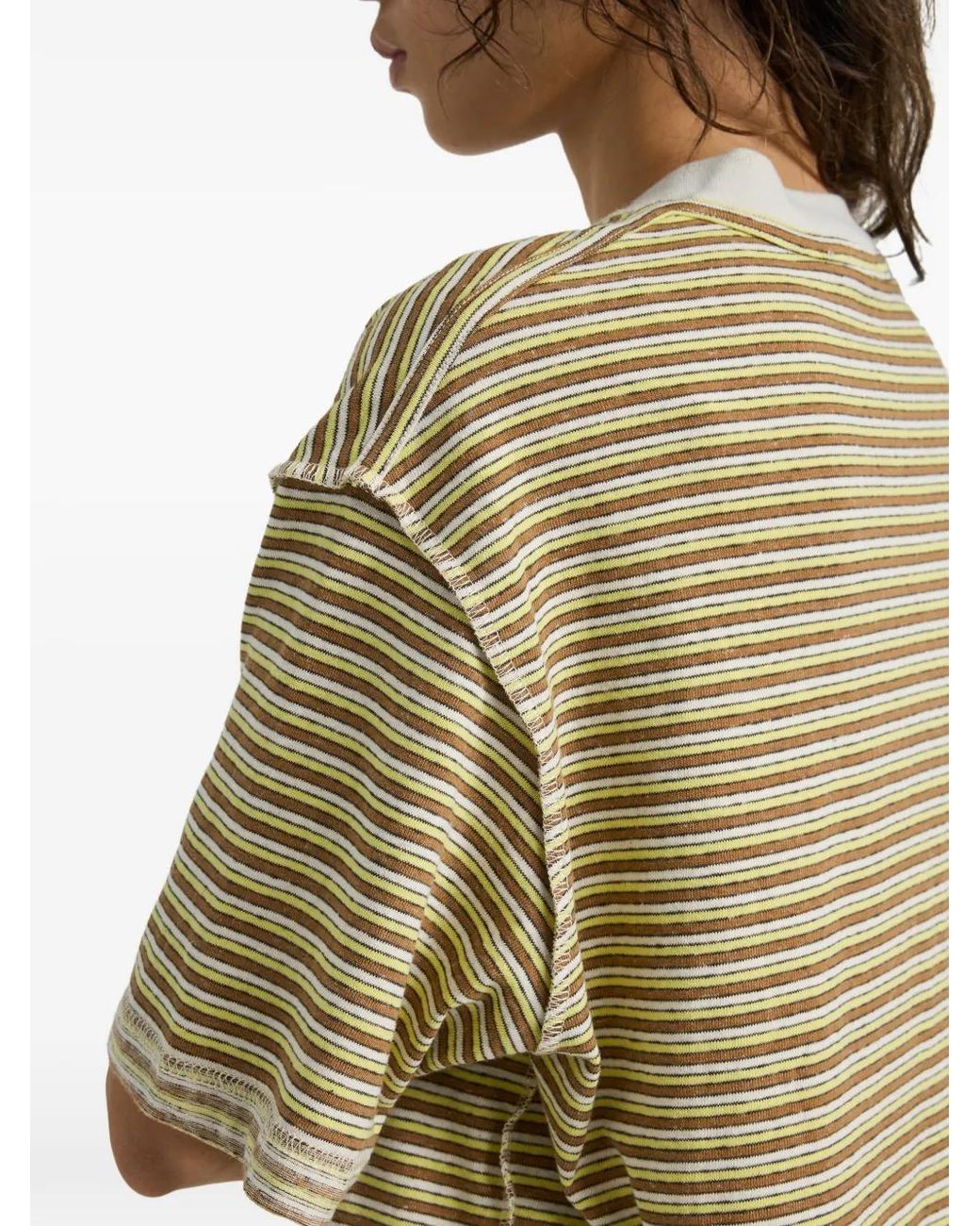 Song For The Mute Yellow T-Shirt À Rayures Et Motif De Fleurs