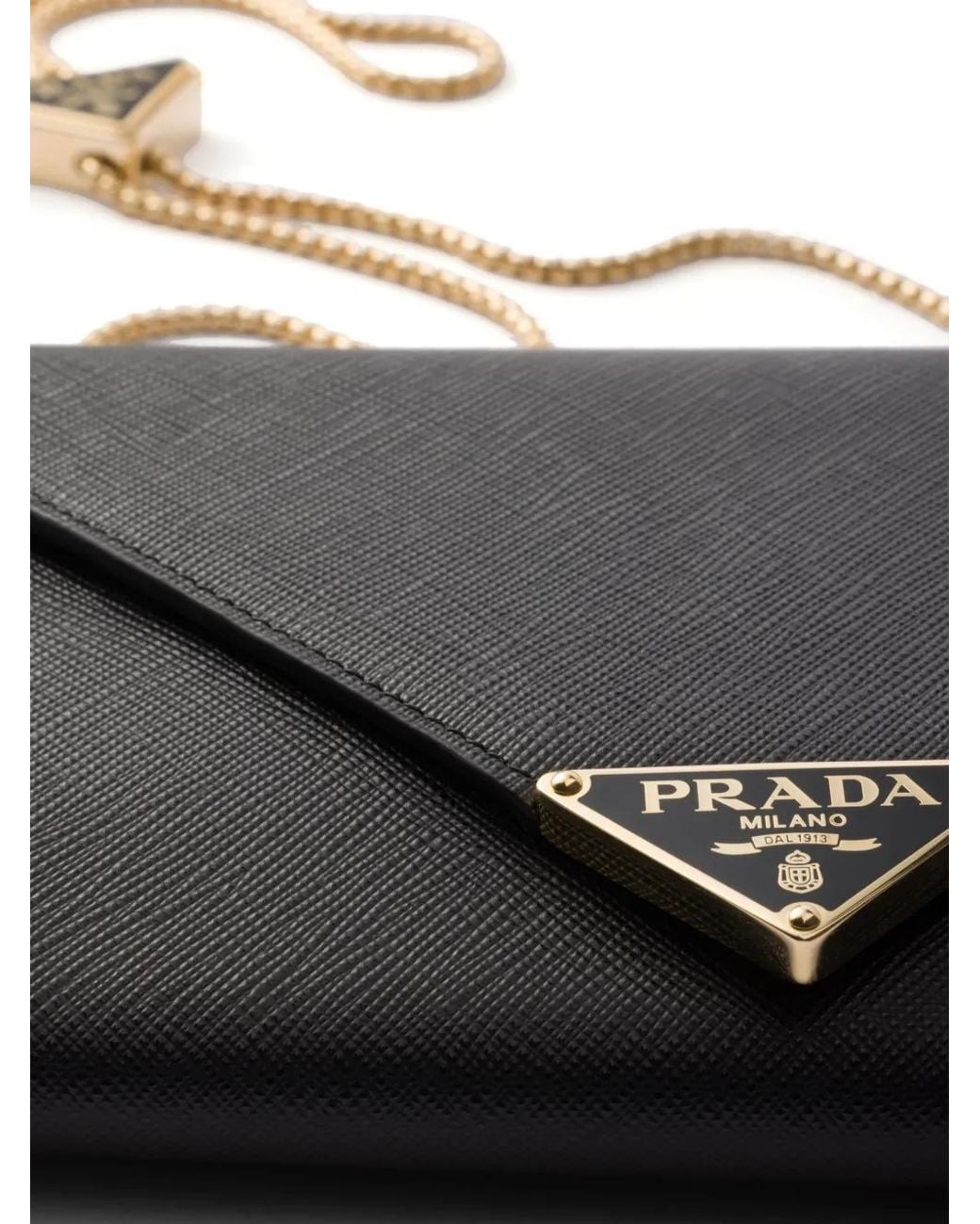 Prada Black Mini Saffiano Leather Clutch Bag