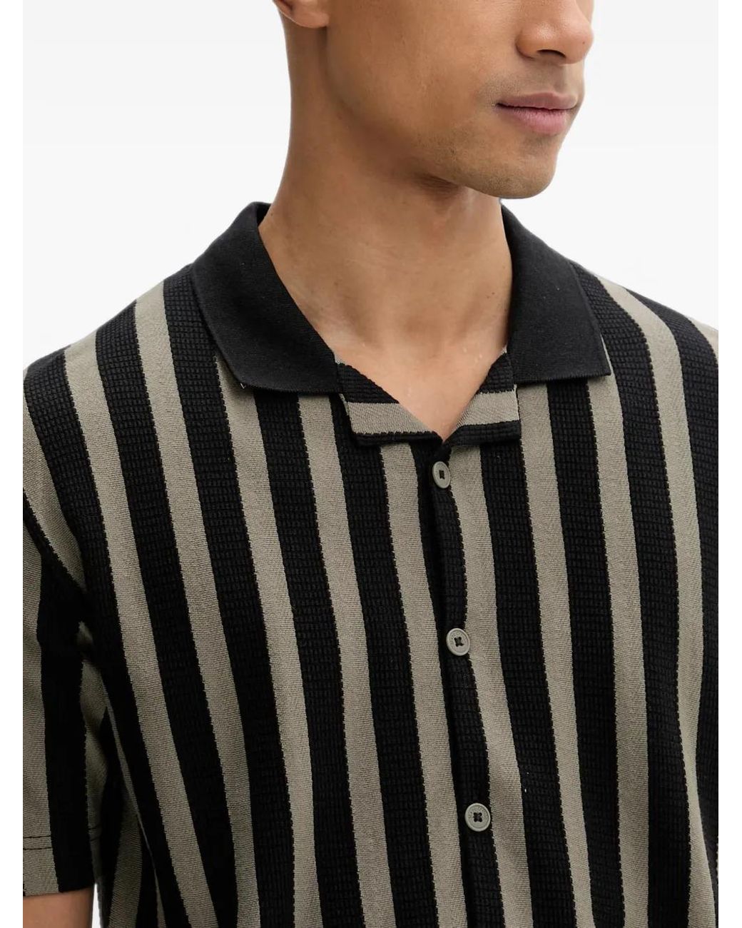 Marc O' Polo Black Vertical-Stripe Short-Sleeve Shirt for men