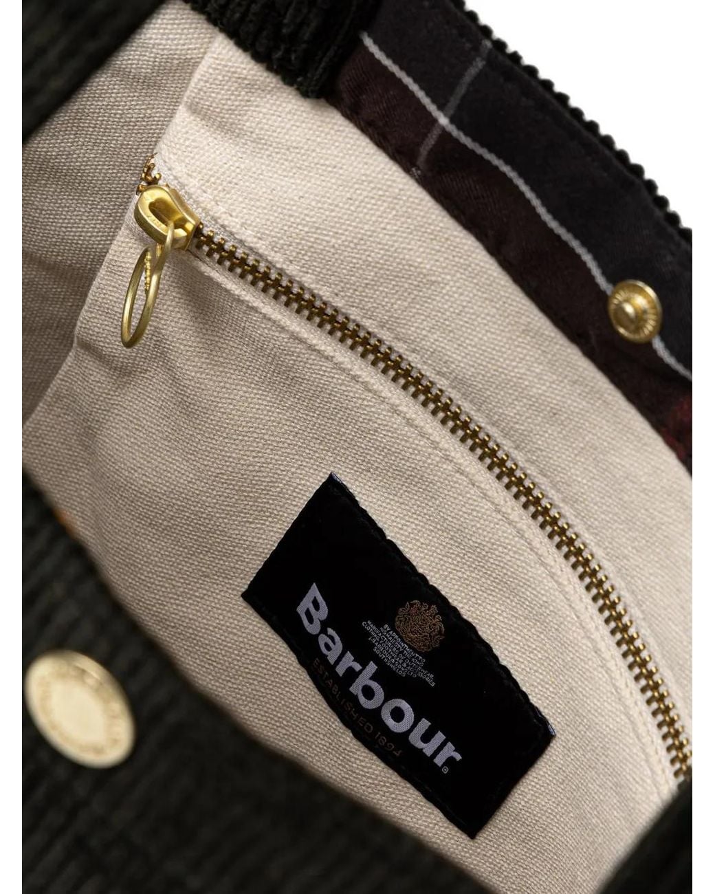 Barbour Black Carrick Cord Logo-Embroidered Tote Bag