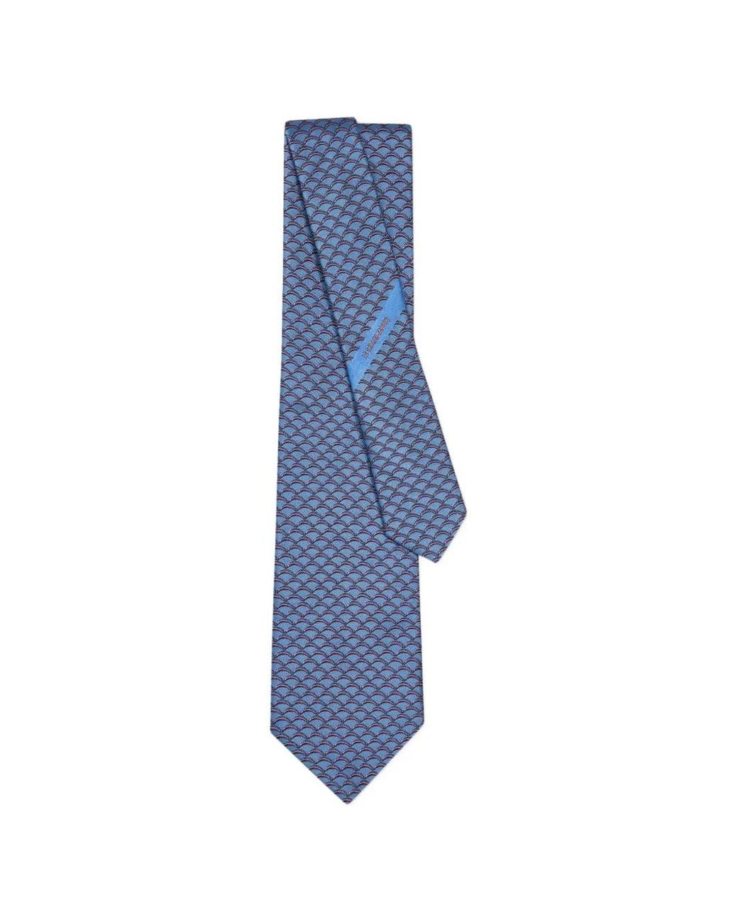 Ferragamo Blue Archi Print Silk Tie for men