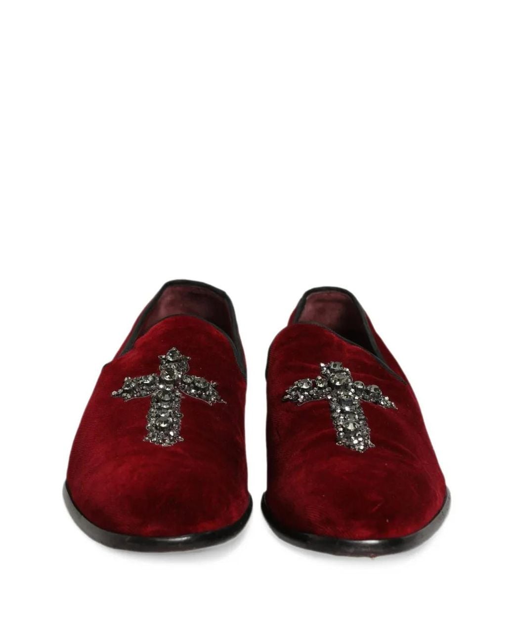 Dolce & Gabbana Crystal-Embellished Suede Loafers in Red for Men | Lyst