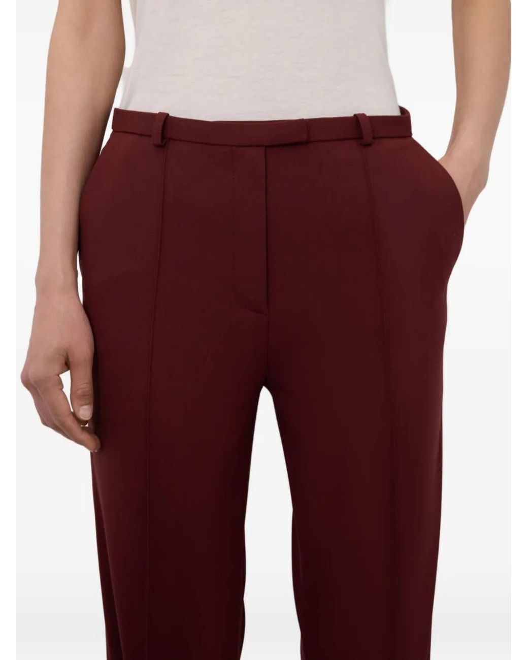 Loulou de Saison Red Pleat-Front Straight Trousers