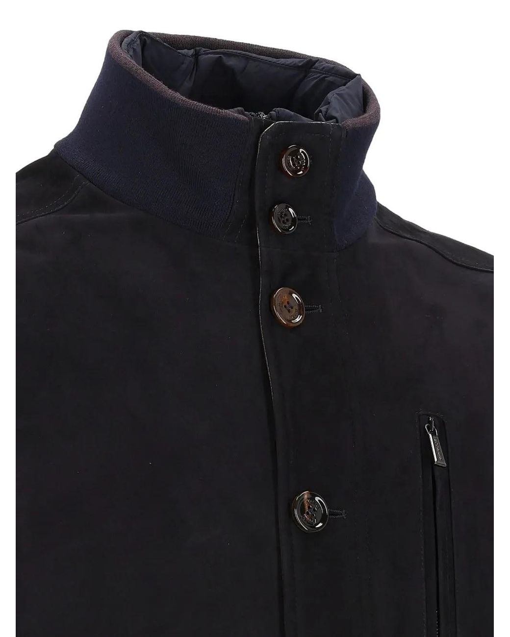 Moorer Black Button-Up Sheepskin Jacket for men