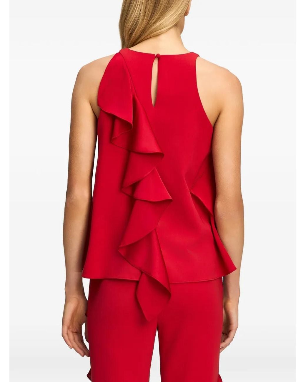 Cinq À Sept Red Vivia Ruffled Top