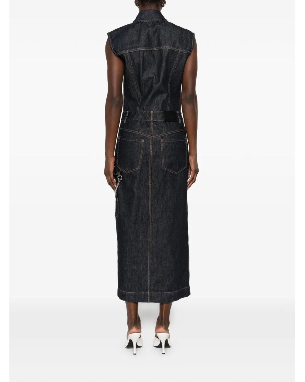 Sportmax Black Midi Dress With Button Closure And Pockets