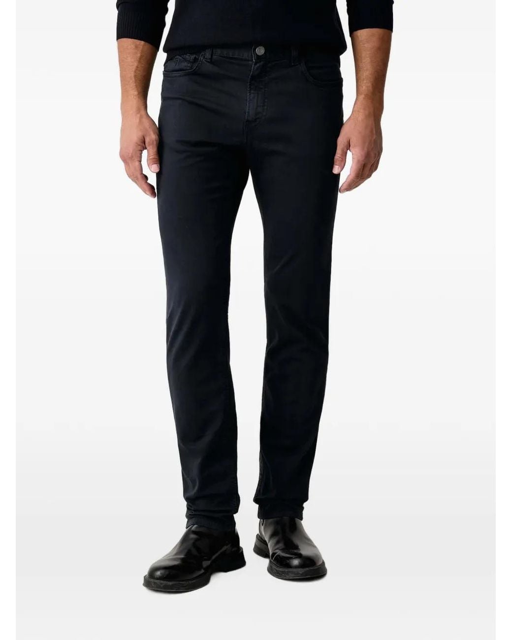 Trussardi Black Logo-Patch Straight-Leg Jeans for men