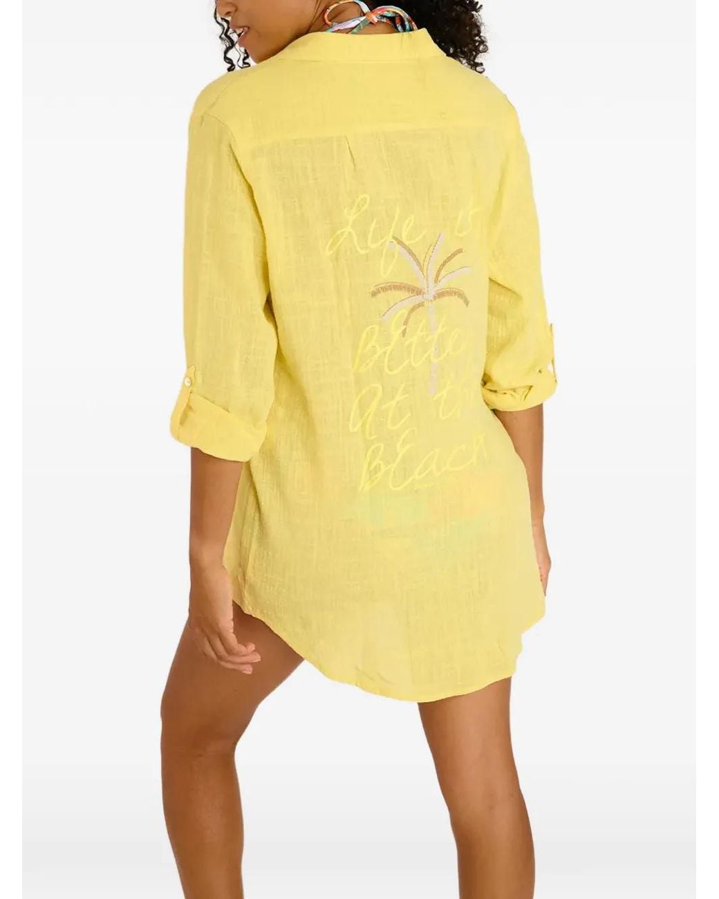 Banana Moon Yellow Garel Zelena Embroidered Long-Sleeve Shirt