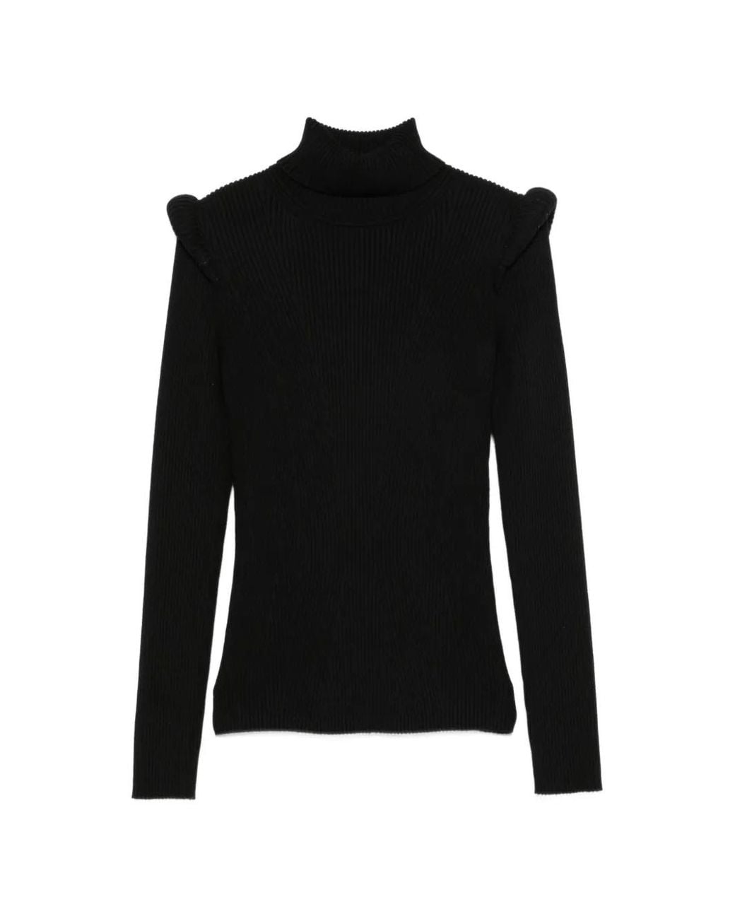 Elisabetta Franchi Black Pull En Maille Côtelée À Col Roulé