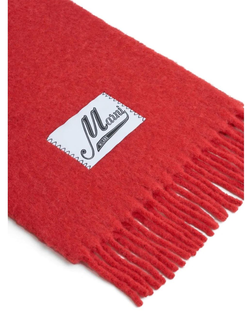 Marni Red Brushed Alpaca-Blend Scarf With Fringes for men